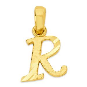 10k Solid Gold R Initial Charm - Personalized Letter Jewelry Gifts for Her